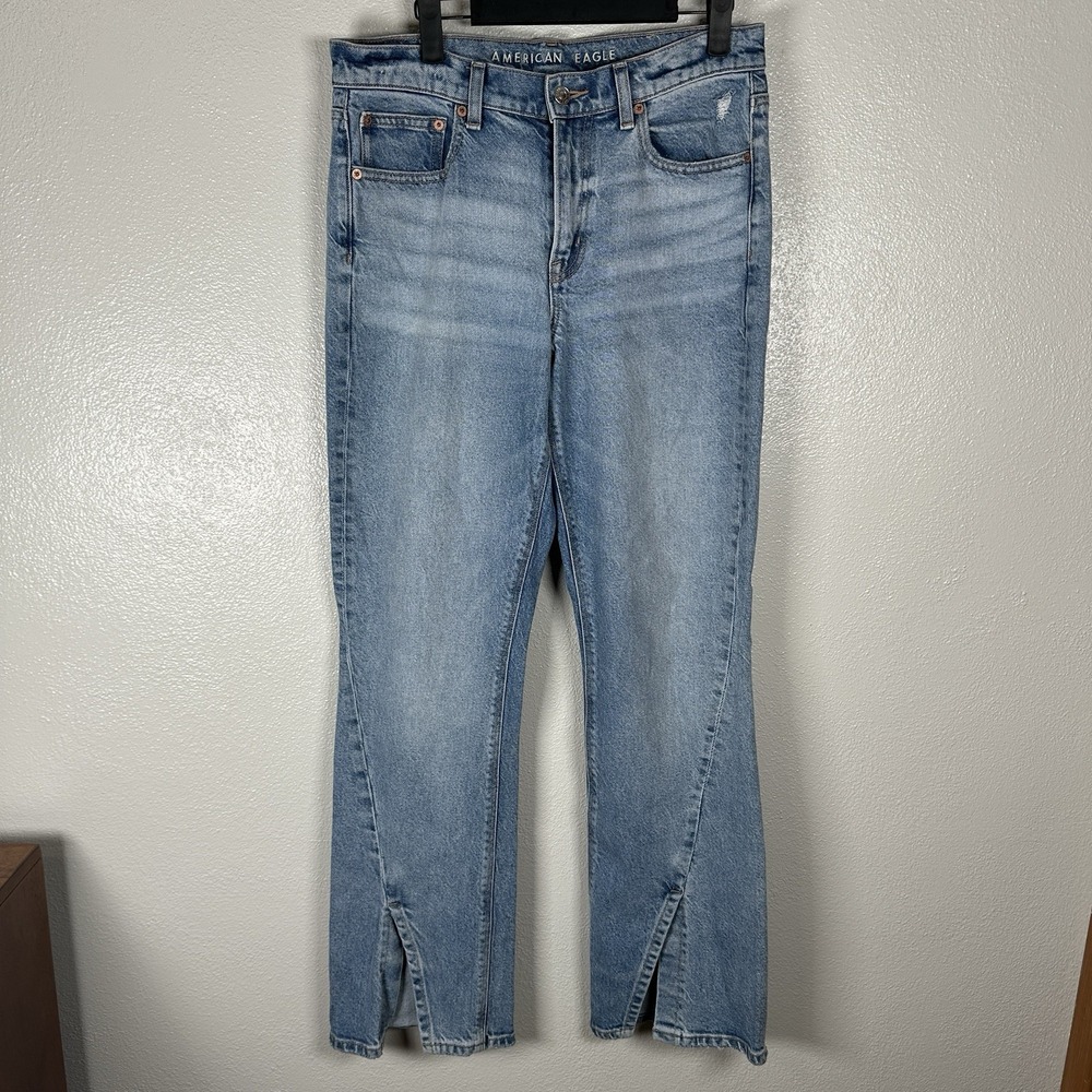 American Eagle 90's Bootcut Jeans Womens 6 Front Slit Split Hem‎ Stretch Denim